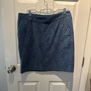 L.L. Bean Women’s 14  REG Blue Beautiful Paisley Velour Pencil Skirt soft